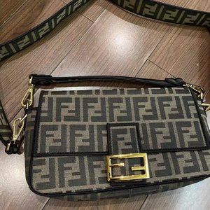 Fendi Medium Shoulder Strap Canvas Crossbody Bag